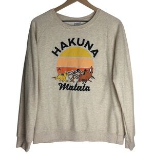 LION KING Disney Sweatshirt Hakuna Matata Simba Pumba Timon Oatmeal Size Large